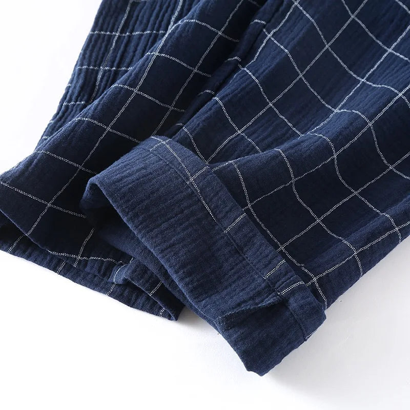 100% Cotton Summer Men Pajamas Japanese style 2 Piece Sleepwear