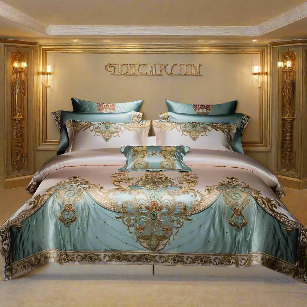 4/6/9Pcs Royal Gorgeous European Palace Embroidery Bedding Set Egyptian Cotton Duvet Cover Bed Sheet Pillowcases