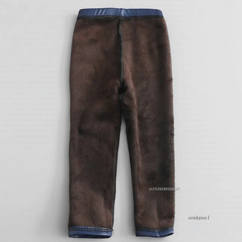 Girls Warm Trousers Faux PU Leather Legging Slim Pants