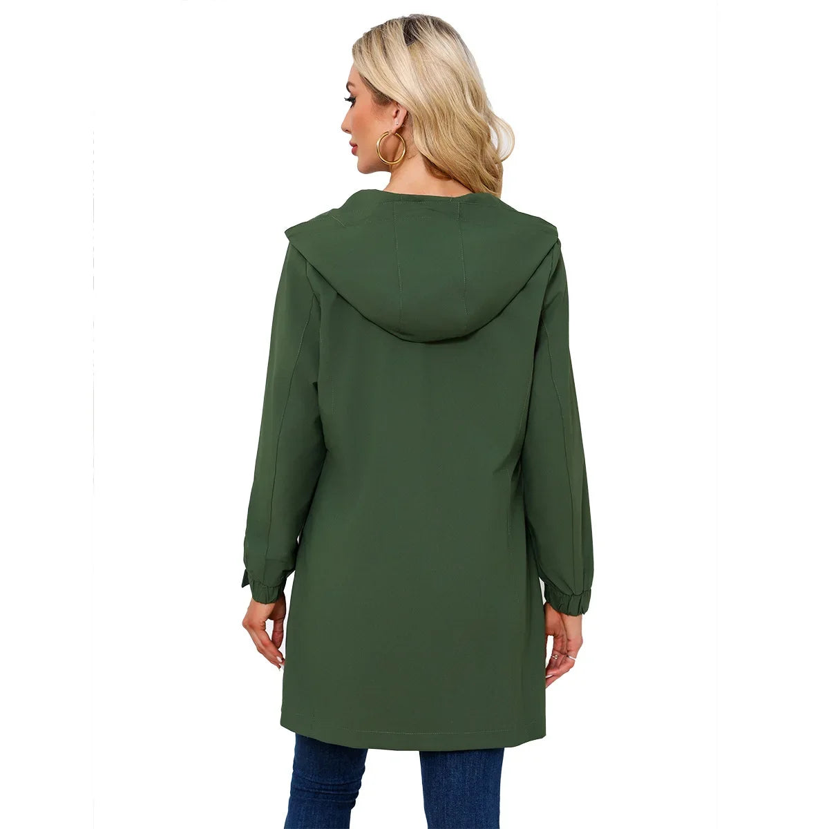 Spring Women's Hooded Long Jacket, Size S-3XL