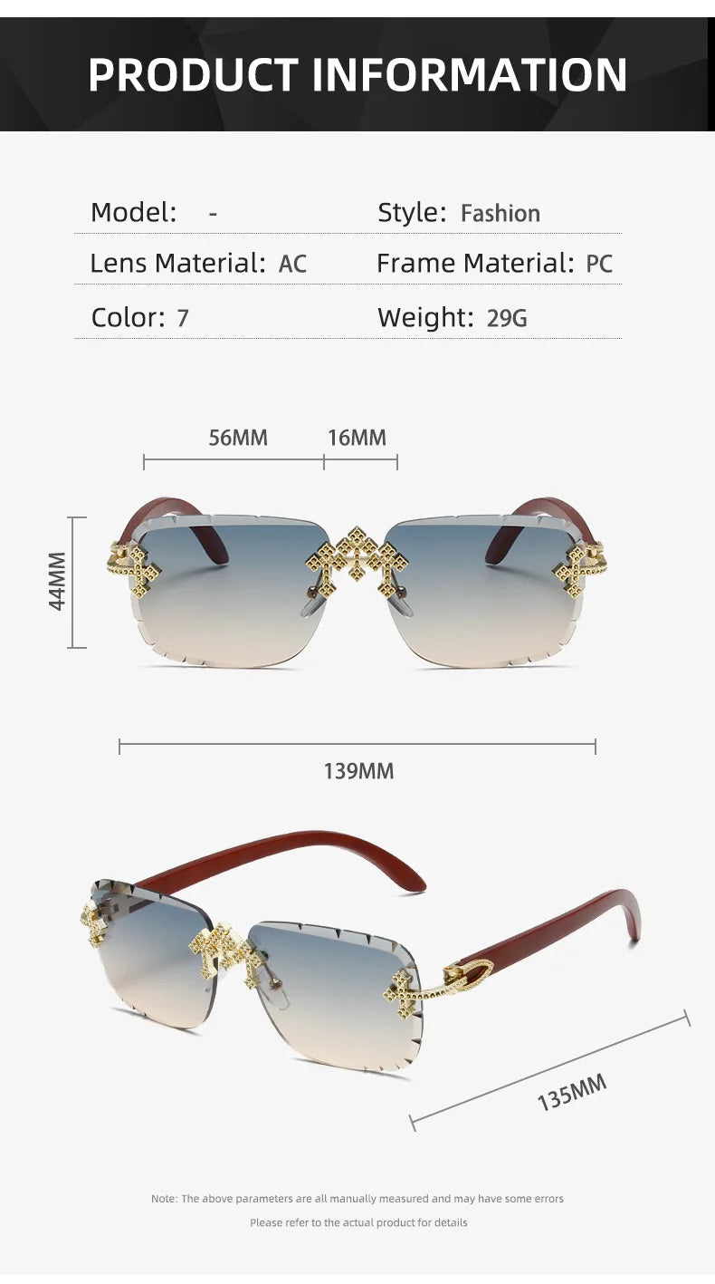 Luxury Steampunk Rimless Square Men Sunglasses UV400