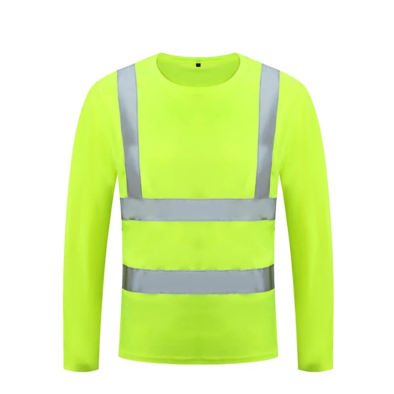 Fluorescent High Visibility T-Shirts Men Reflective Work Safety Shirts