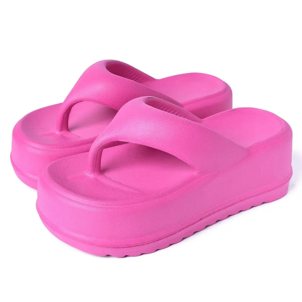 Women Bow Platform Flops Thick Sole Comfortable Sandals Slip-on