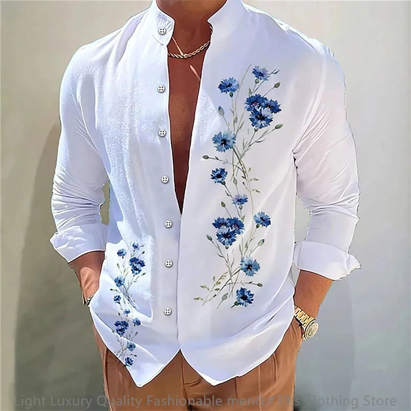 Men's Casual Soft Fabric Shirt Long-sleeved 3D printing XS-6XL