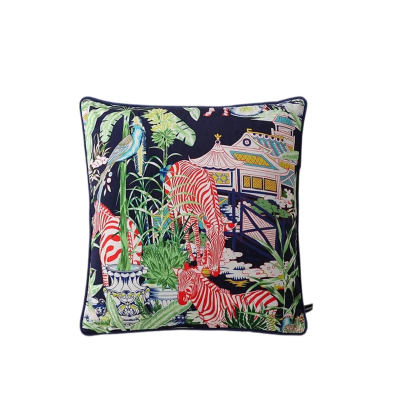 Tiger Home Cushion Velvet Cover Cheetah With Ginger Jar Decorative Pillow Case