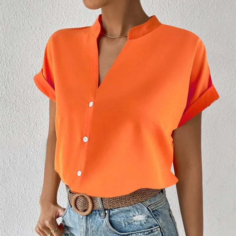 Elegant Summer V-neck Women's Shirt