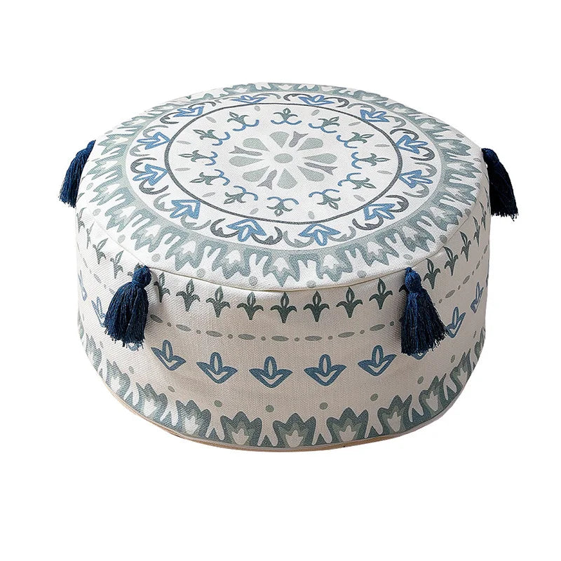 Nordic Boho Unstuffed Ottoman Cover Round Pouf Seat Cushion Tatami Floor Sitting Pier Foot Stool Cover Balcony Living Room Decor