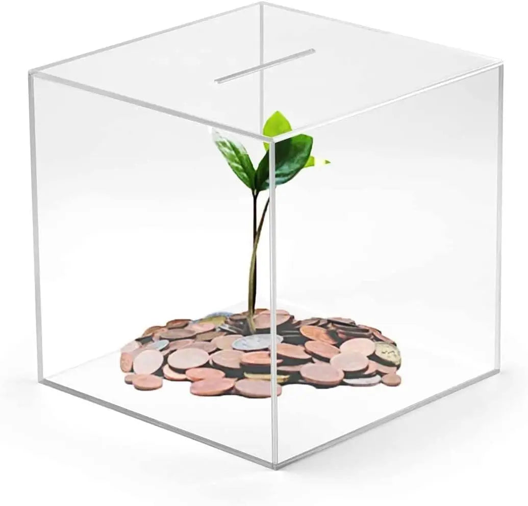 Piggy Banks for Adults Clear Acrylic Money Saving Bank Break to Open