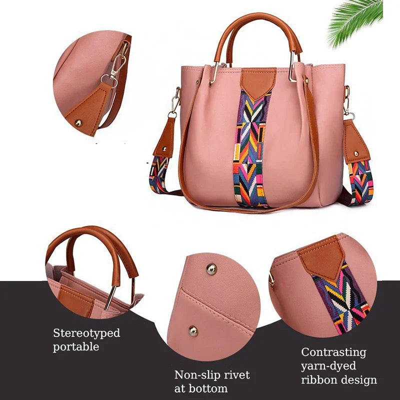 4 Pcs Luxury Handbag Large Capacity Women's Tote Shoulder, Wallet, Card Case Bag