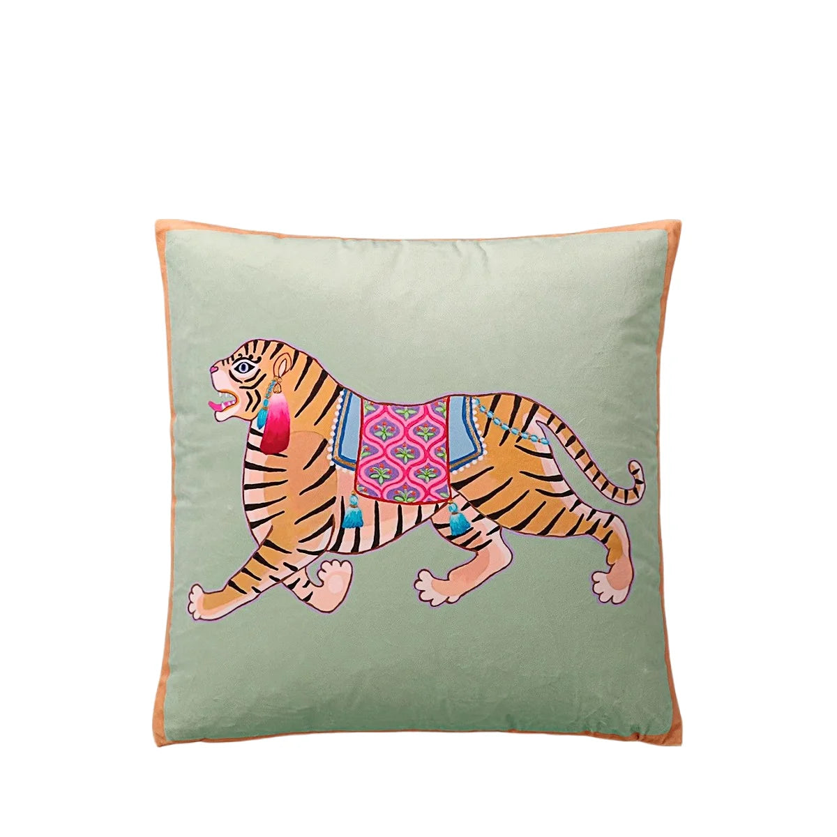 Tiger Home Cushion Velvet Cover Cheetah With Ginger Jar Decorative Pillow Case