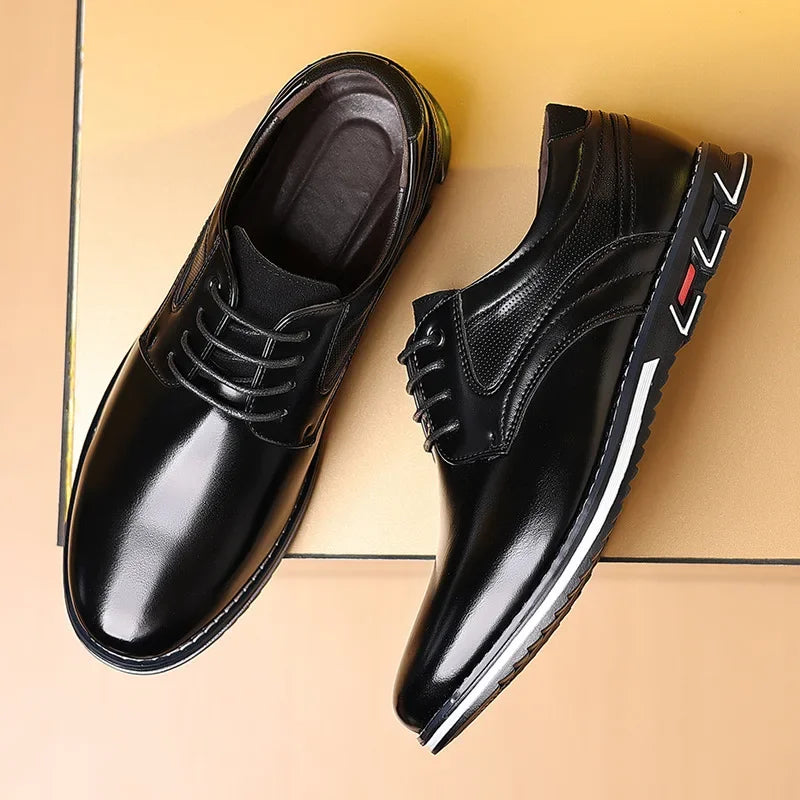 Elastic Band Leather Shoes for Men
