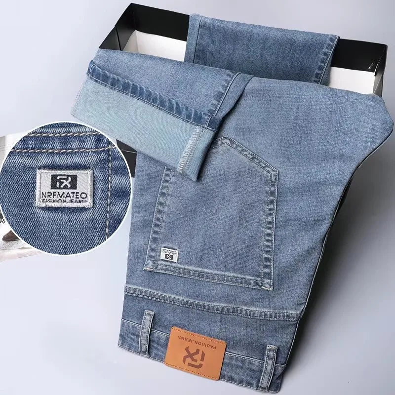 Soft Men's Baggy Jeans Thin Summer Breathable Straight Pants