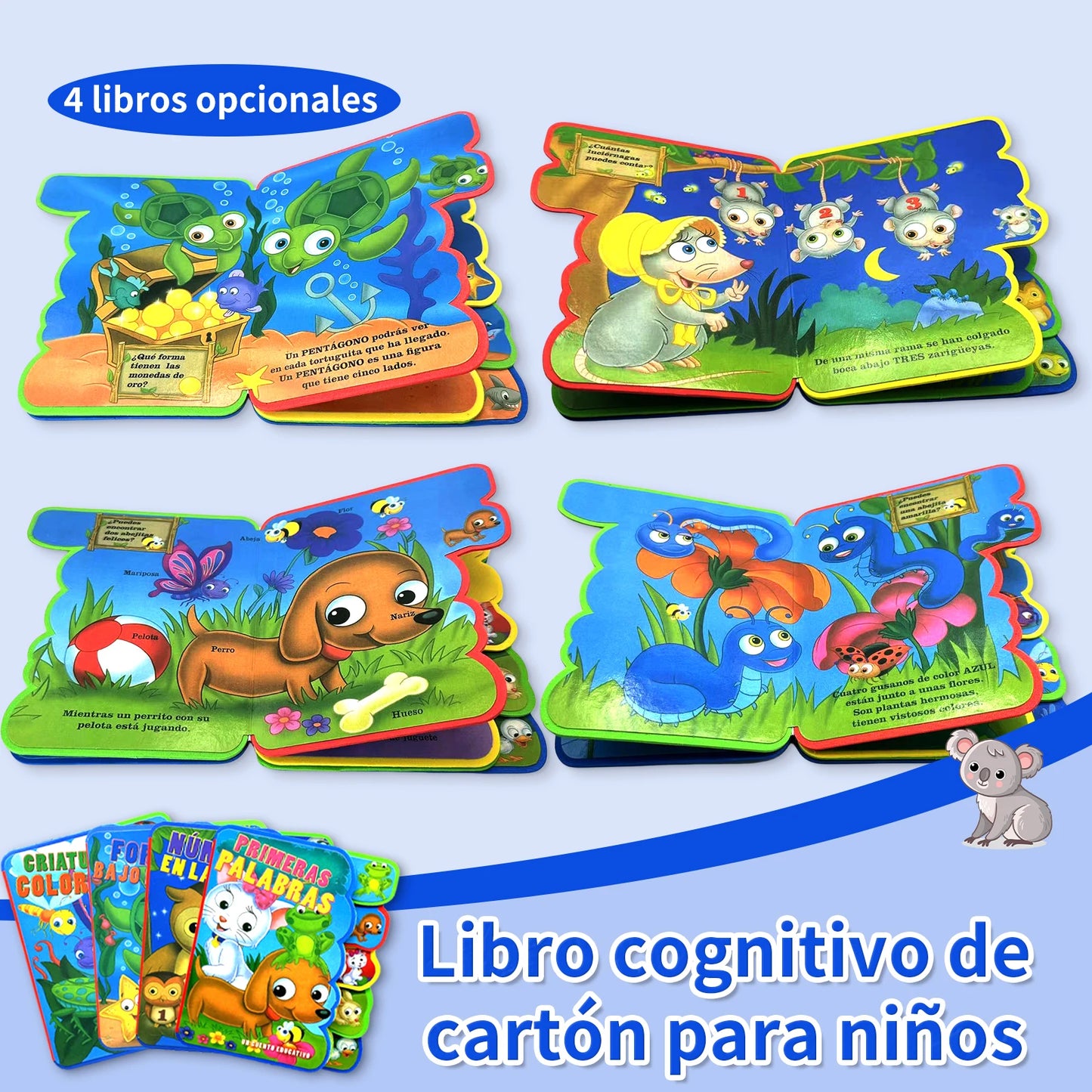 Spanish Children's Cardboard Picture Story Book Animals/Insects Educational Preschool Learning Book Stimulates Kid's Interest