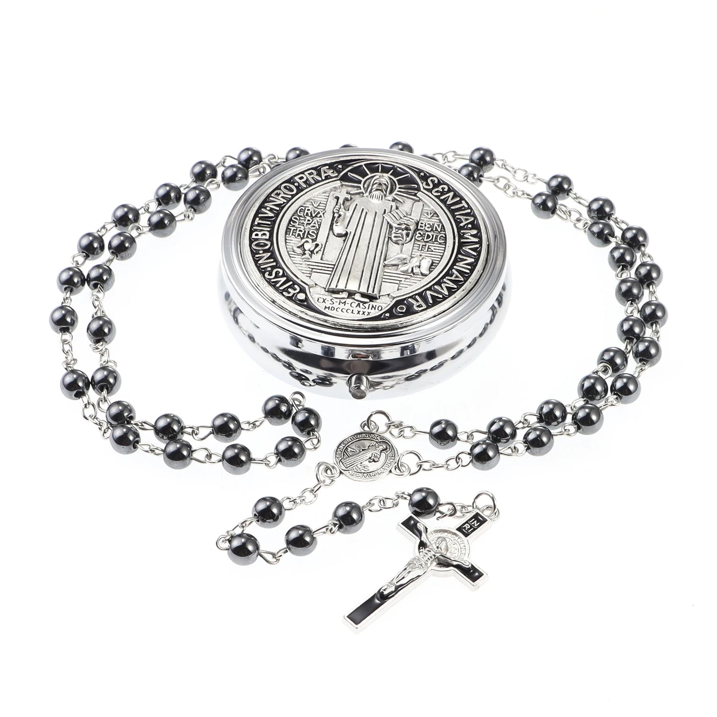 Catholic Rosary Box Necklace Prayer Beads