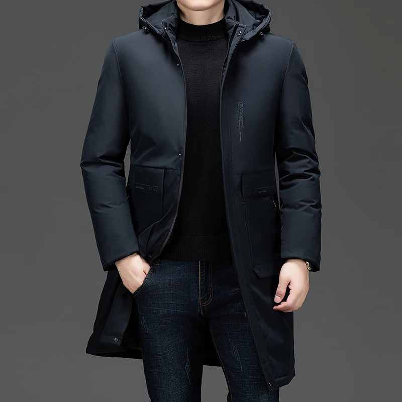 Long Thick Winter Hooded Parka Jacket Heavy Windbreaker Outdoor Windproof Coats Outerwear
