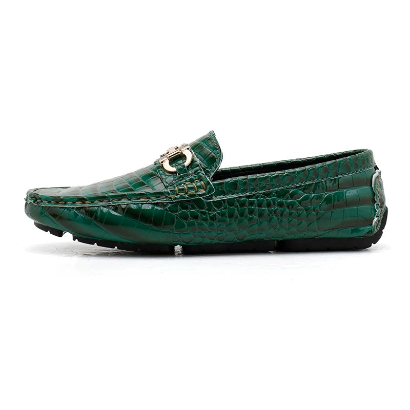 High Quality Luxury Green Snakeskin Leather Men Casual Comfort Lightweight Plus Size 48