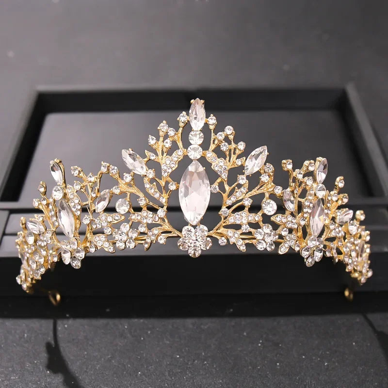 Gold Color Luxury Crystal Wedding Tiaras Crowns Party Rhinestone Prom Bridal Diadem Crown Tiara Hair Jewelry