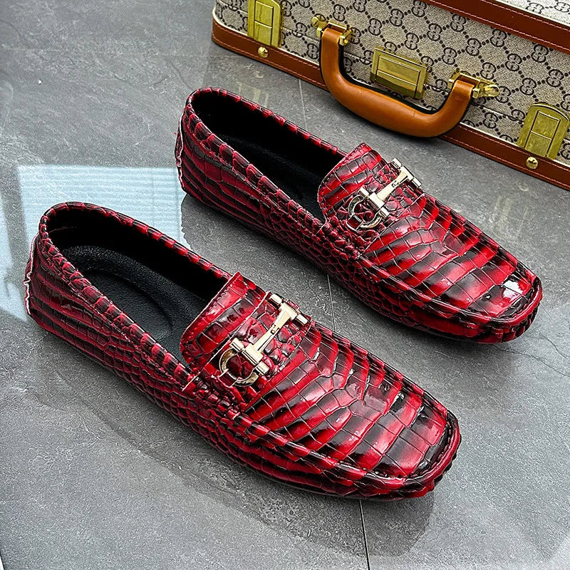 High Quality Luxury Green Snakeskin Leather Men Casual Comfort Lightweight Plus Size 48