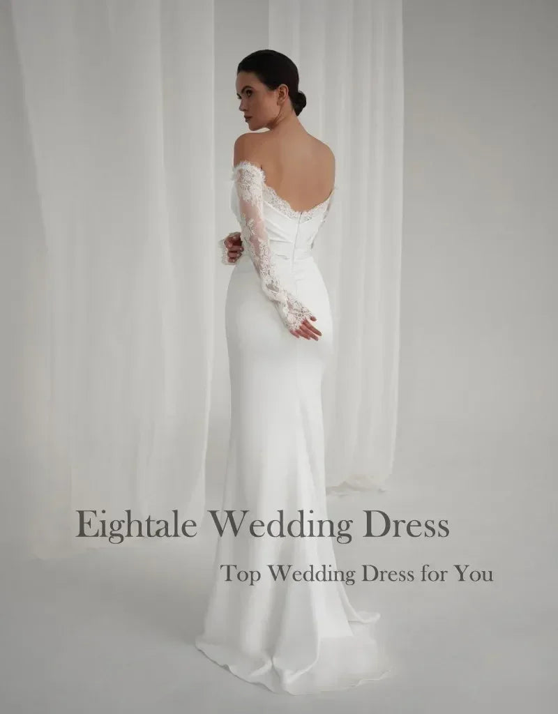 Bohemian Mermaid Wedding Dress - Custom Lace Off-Shoulder Gown