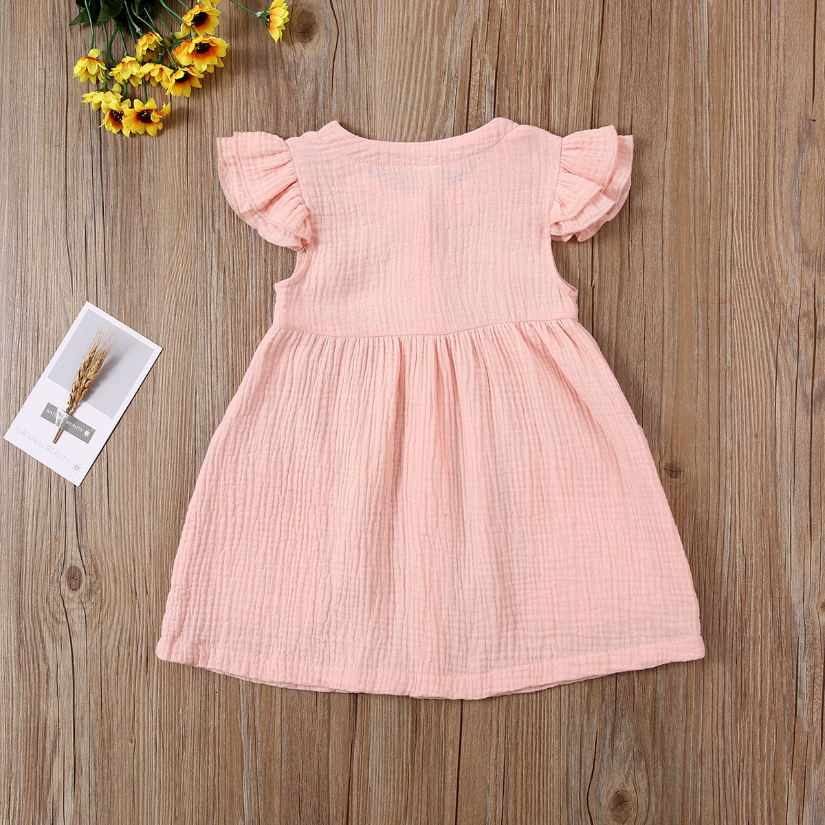 0-6Years Toddler Kid Baby Girl Summer Dress Ruffles Sleeves Cotton Button Pocket Dress Sundress