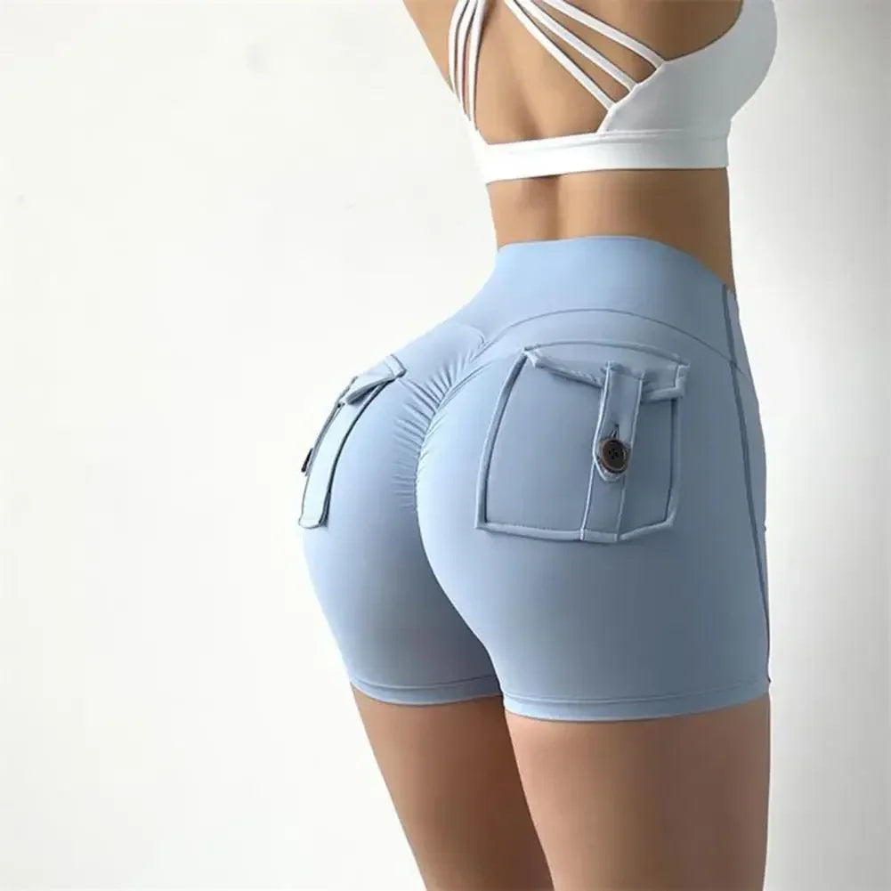Summer Fitness Exercise Yoga Three-Quarter Pants Cargo Pocket Shorts