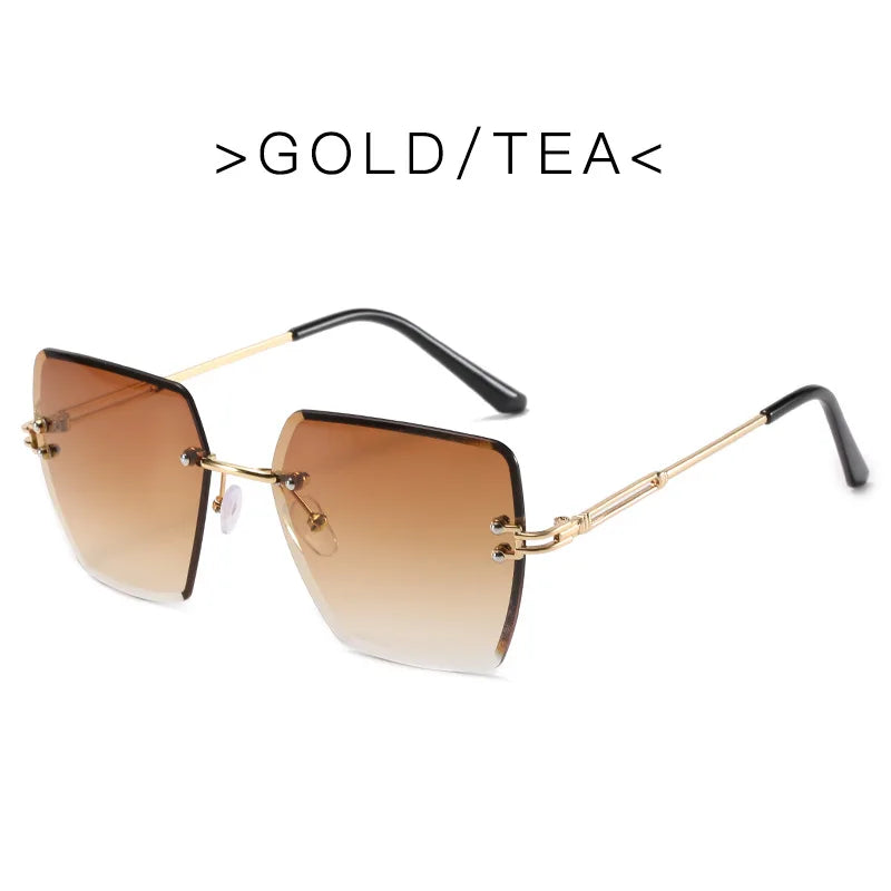 Trendy Polygonal Gradient Women Frameless Sunglasses