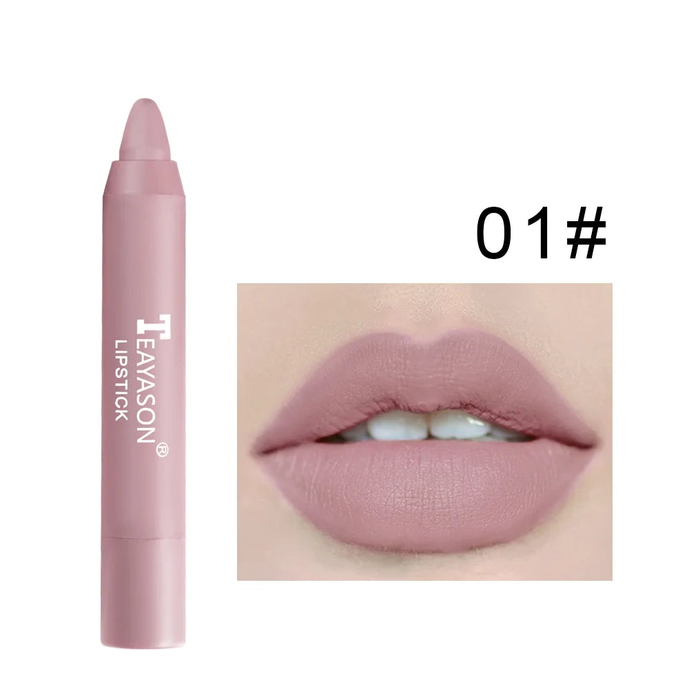 12 Colors Velvet Matte Lipstick Pen Waterproof Lasting Nude Crayon