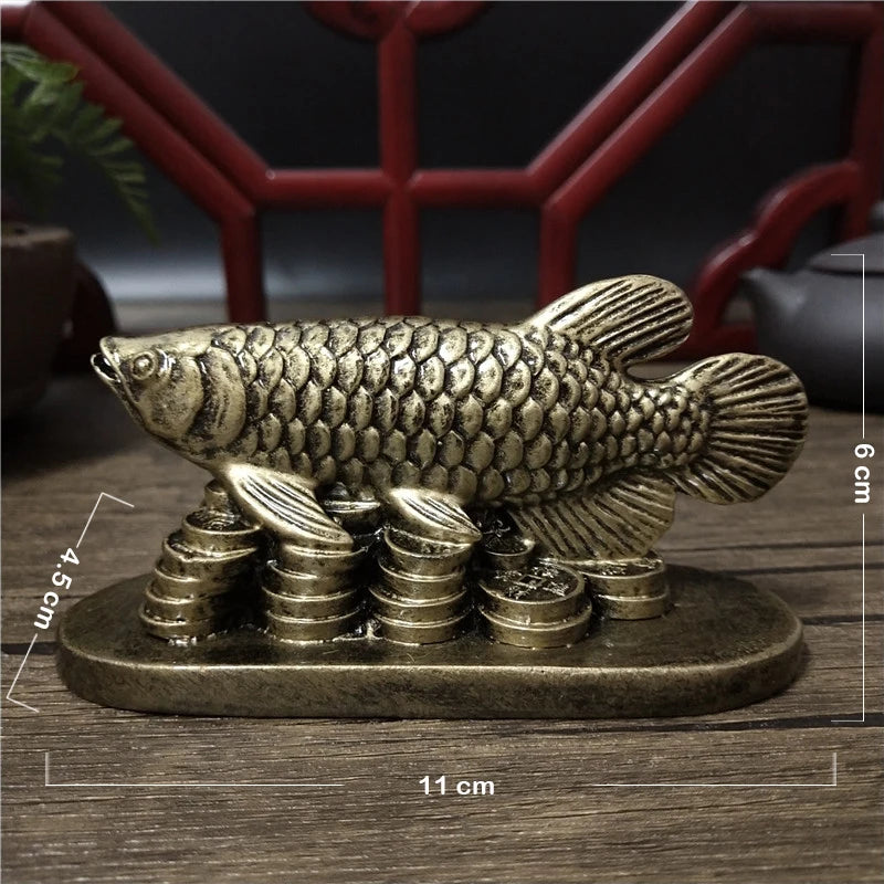Gold Animal Fish Statue Figurines Lucky Ornaments Home Decoration Feng Shui Gifts