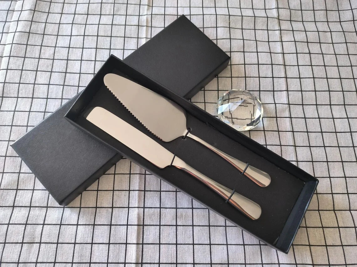1 Set Personalize Steel Cake Shovel Set Customized Stainless Bread Pizza Knife Spatula Wedding Party Gift