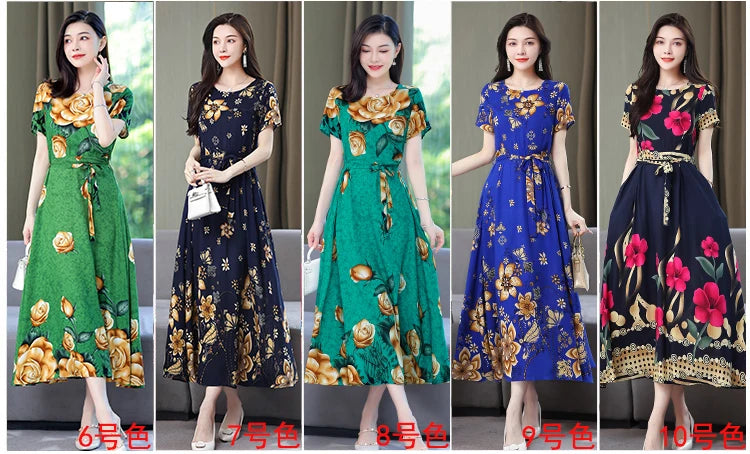 Women Summer Loose Casual O-neck Dresses Plus Size