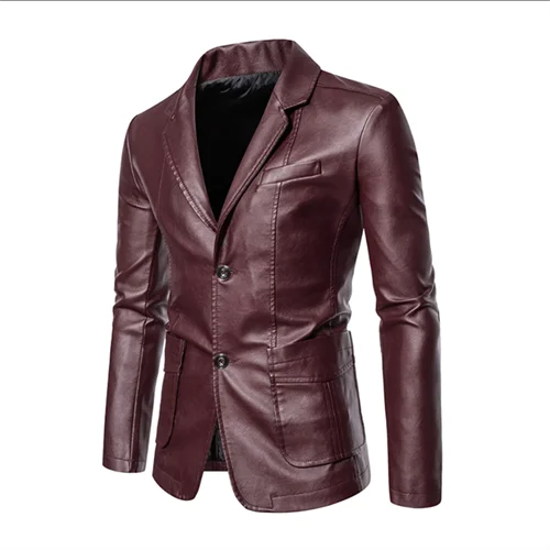 Men's Business Casual Leather Jacket Coats Large Size 5XL Slim Fit