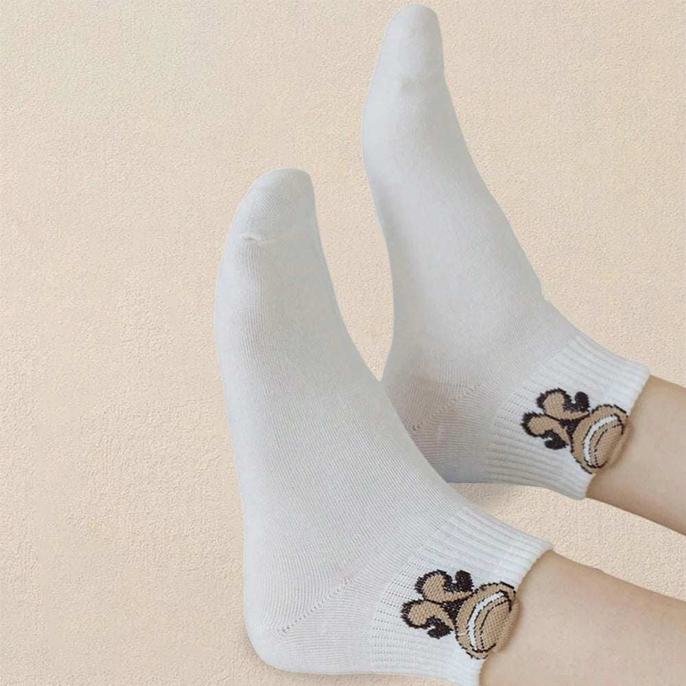 5/10/20 Pairs Women Cartoon Teddy Bear Ankle Socks
