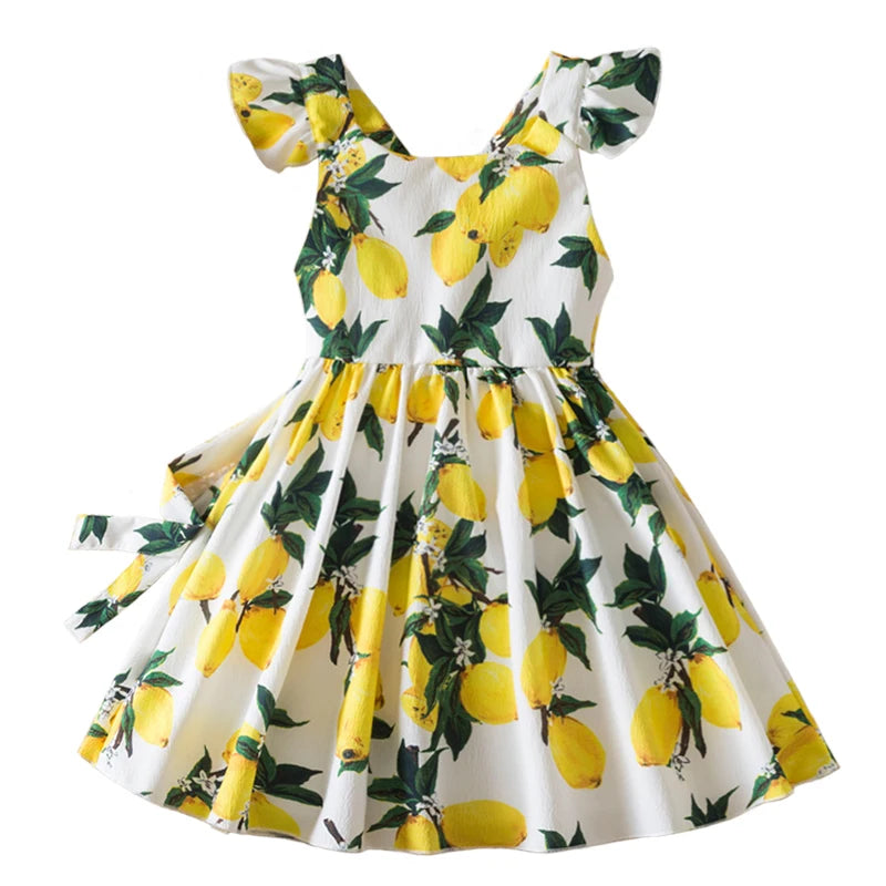 Beach Party Colorful Floral Print Backless Elegant Girl Party Dress