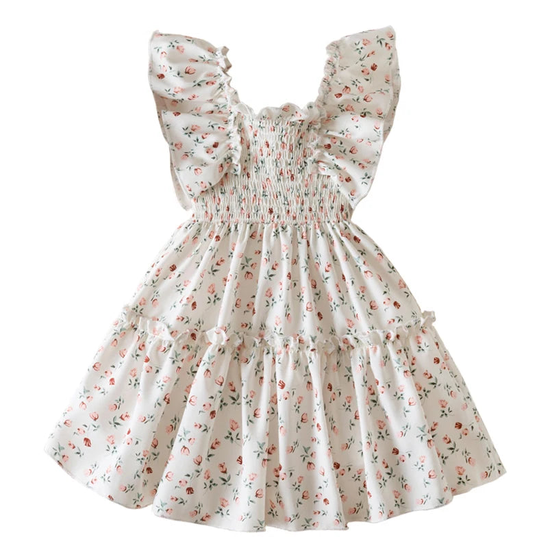 Beach Party Colorful Floral Print Backless Elegant Girl Party Dress