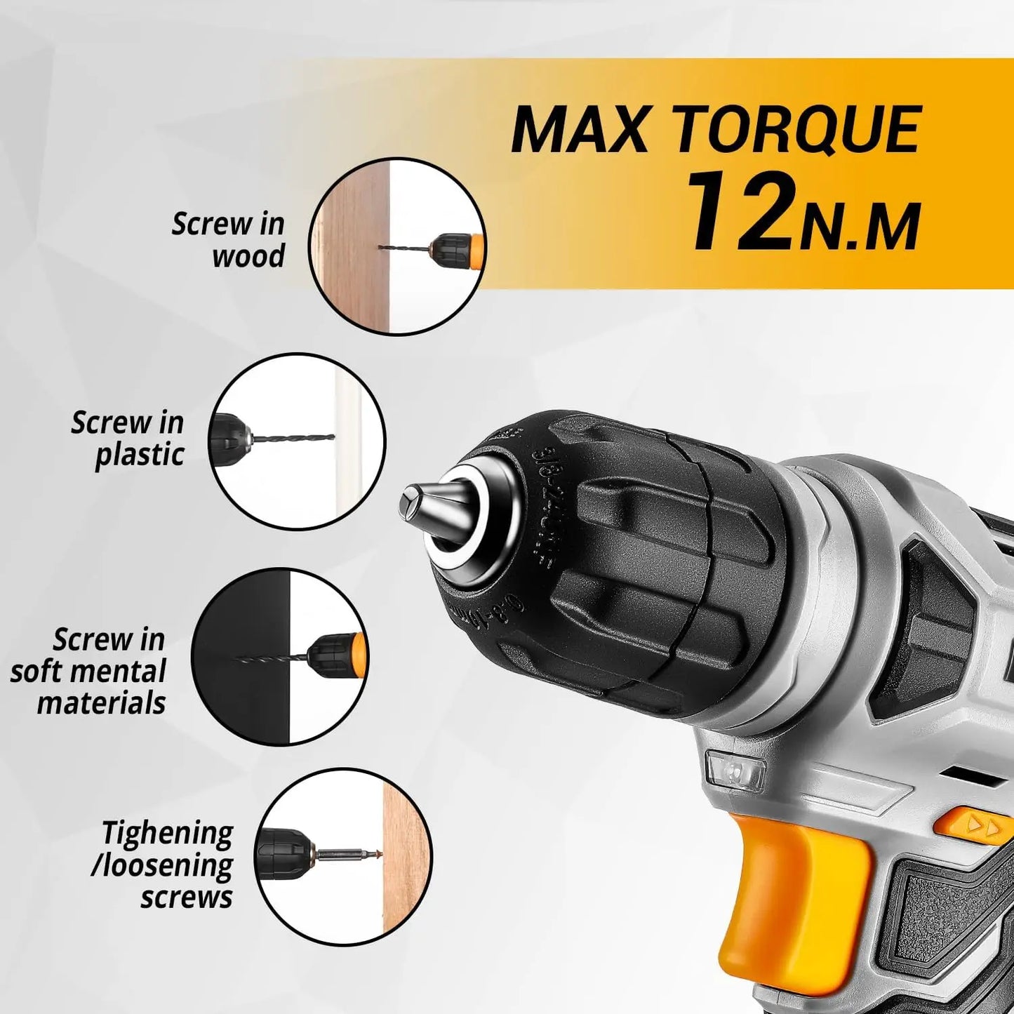 126 Piece Power Tool Combo Kits with 8V Cordless Drill, 10MM 3/8'' Keyless Chuck, Professional Household Home Tool Kit Set