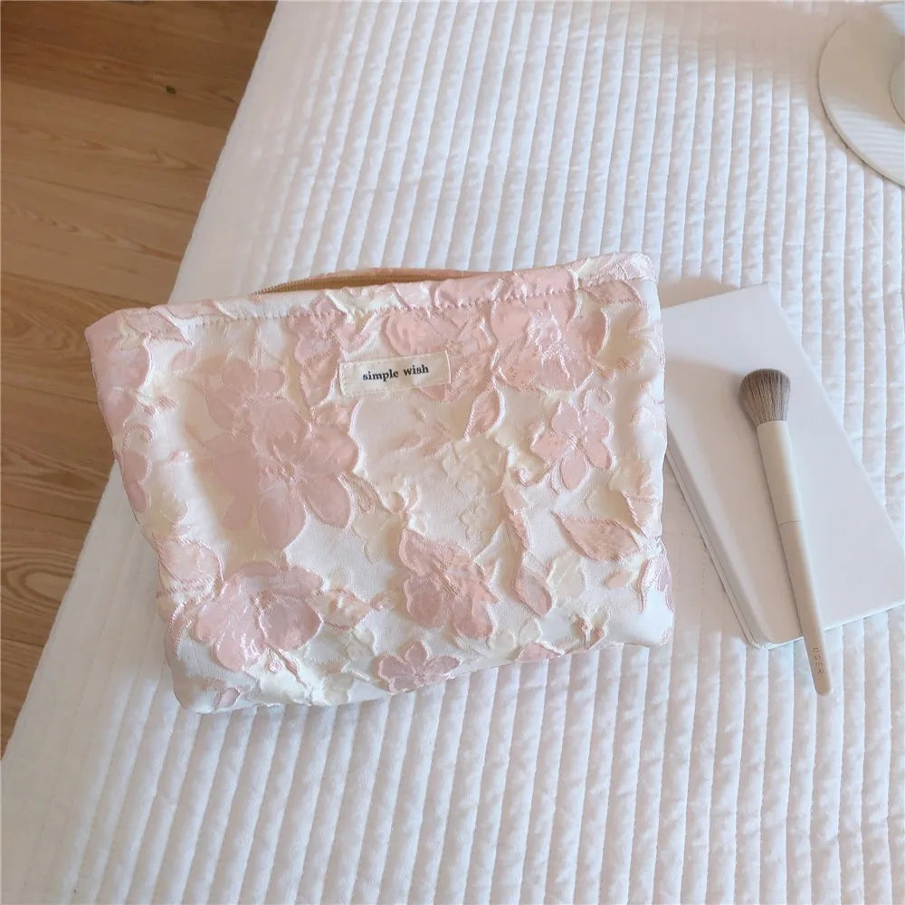 Fashion Floral Print Zipper Cosmetic Bag Travel Essentials Organizer Makeup Toiletry Pouch Portable Women's Makeup Bag