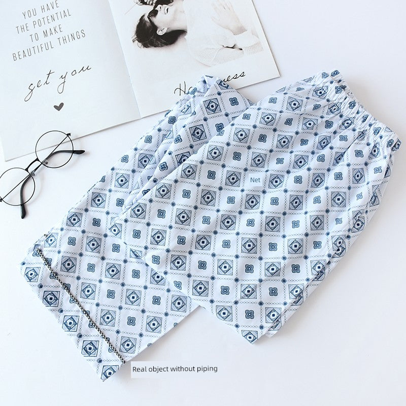 Men Pure Cotton Spring and Summer Pajama Pants