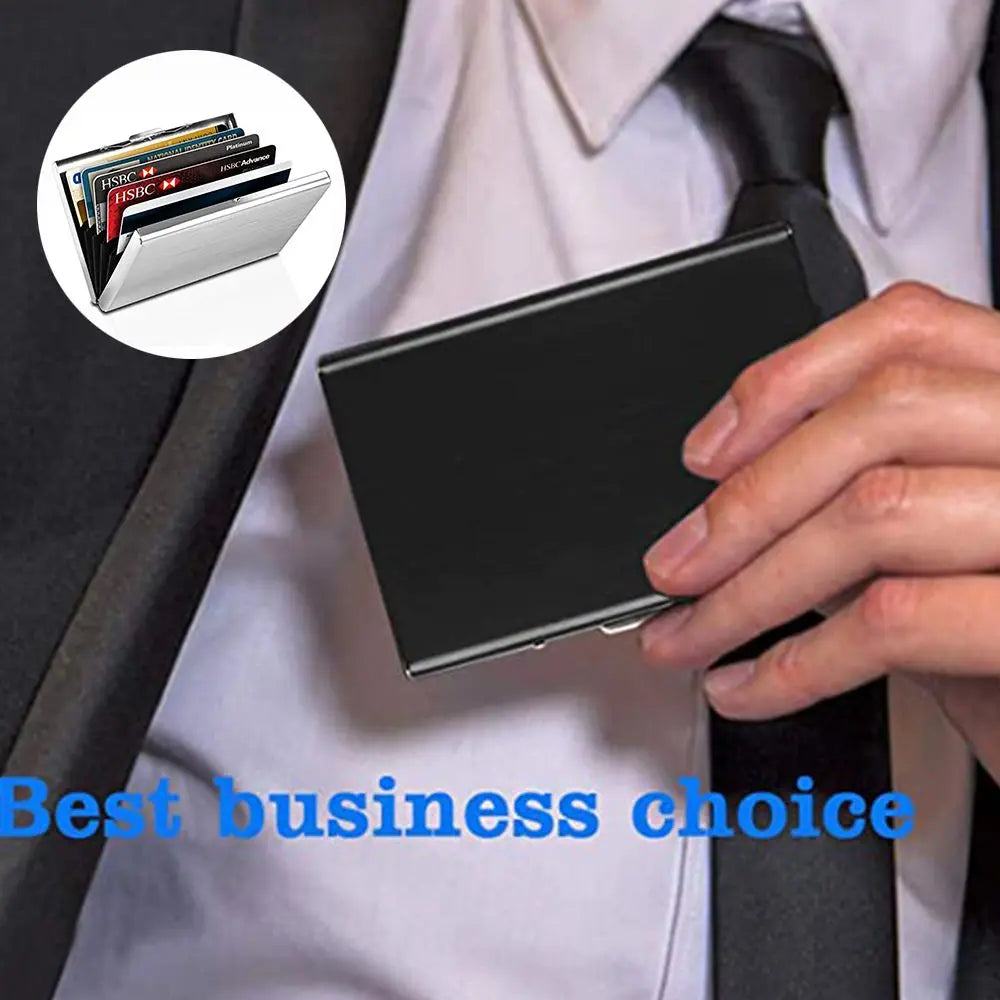 Fashion Durable 6 Card Slots Holder Stainless Steel Case Anti-demagnetization Box Portable Organizer Protector