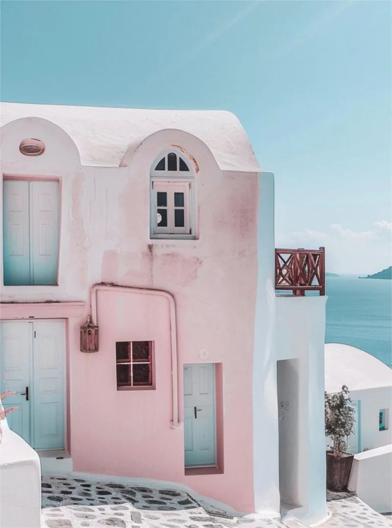 Santorini Modern Landscape Posters Prints Canvas