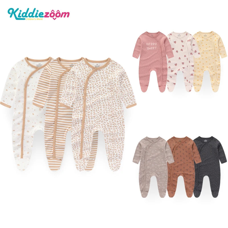 Unisex All Seasons Baby Rompers Cotton 3pcs Set