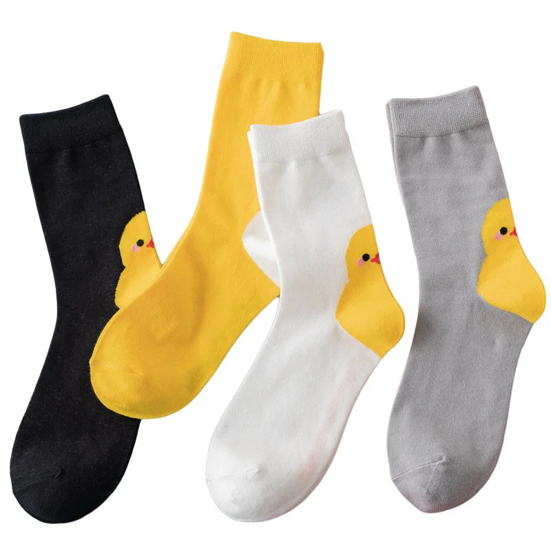 4 Pairs Cotton Pack Women Socks Duck Pattern