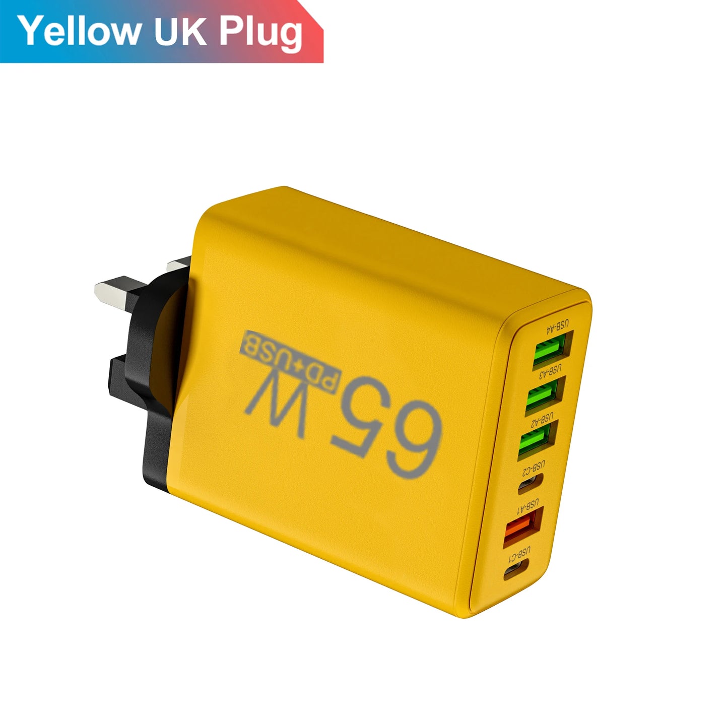 65W 6 in 1 4 USB 2 Type C Quick Charging Fast Wall Charger For iPhone Samsung Xiaomi Huawei Oppo Mobile Phone Adapter