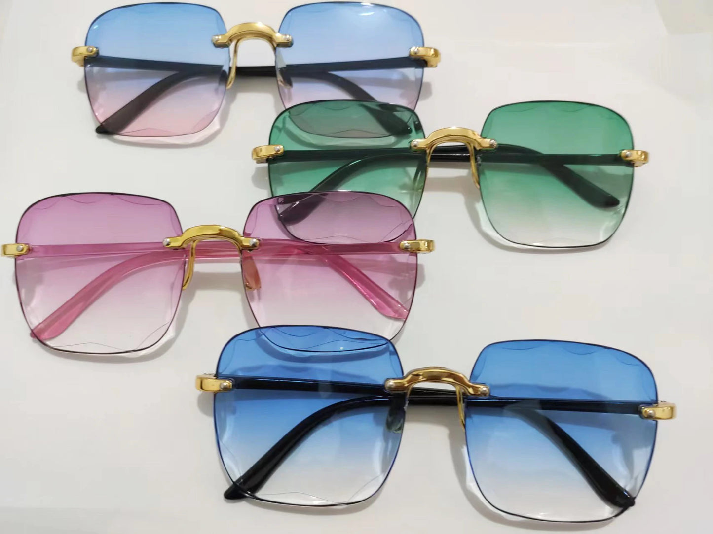 Sunglasses For Women ladies Rimless Diamond cutting Lens Brand Designer Ocean Shades