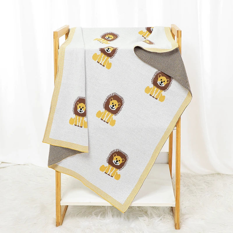 Infant Baby Blankets Cotton Knitted Newborn Girls Boy Bedding Quilt Cute Lions 100*80CM Stroller Swaddling Super Soft Sleep