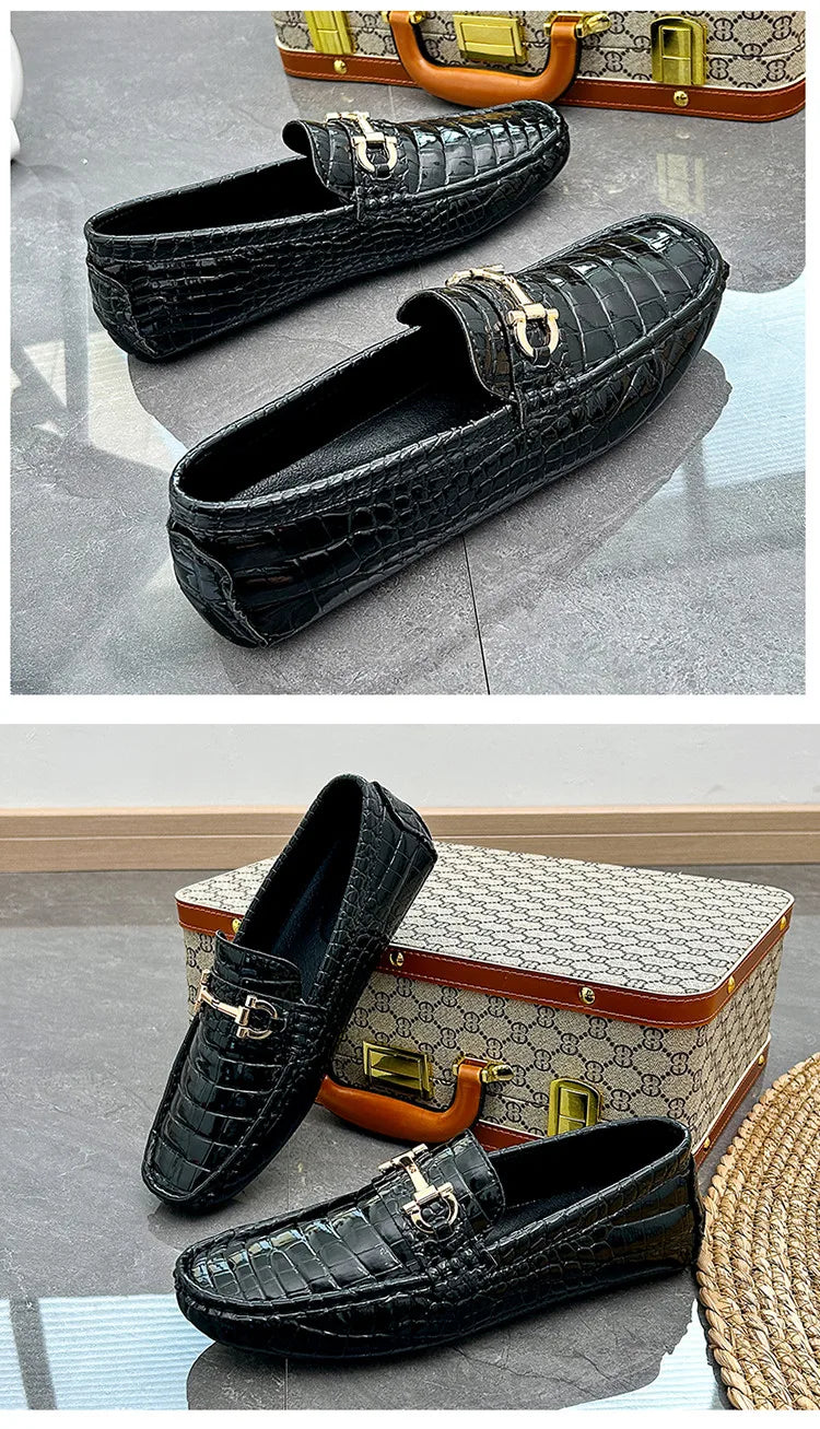 High Quality Luxury Green Snakeskin Leather Men Casual Comfort Lightweight Plus Size 48