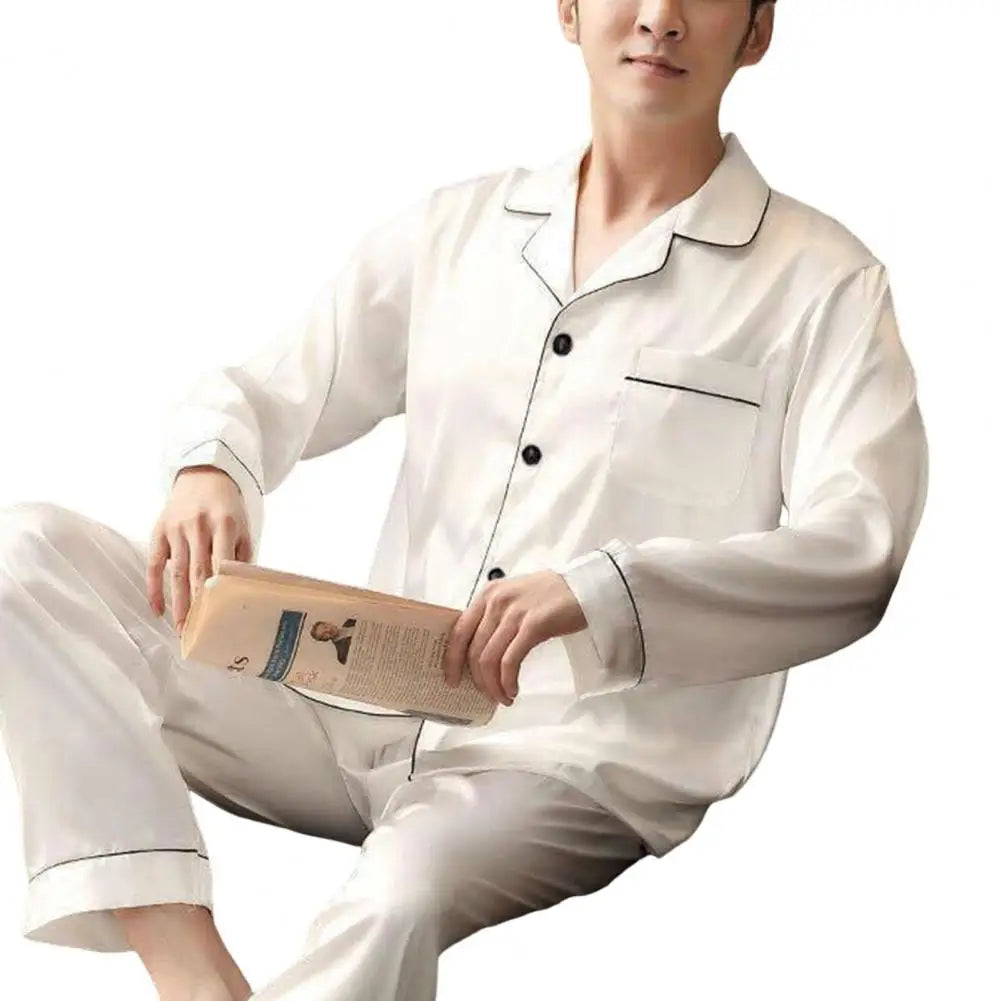 Pajama Sets For Men's Satin Silk