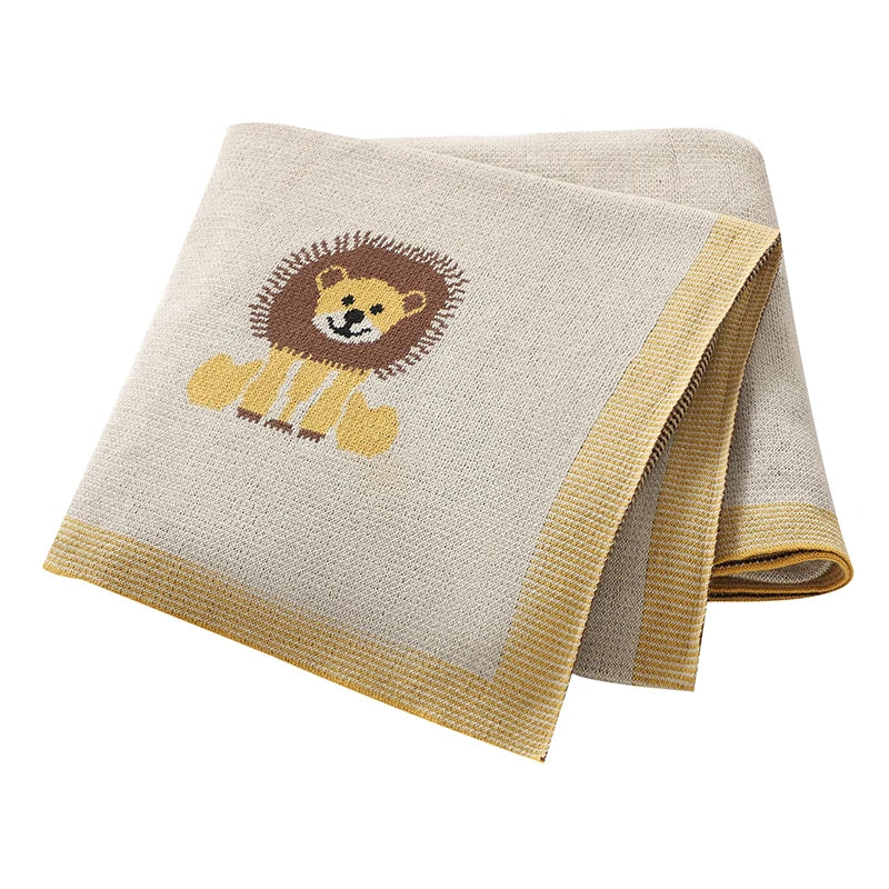 Infant Baby Blankets Cotton Knitted Newborn Girls Boy Bedding Quilt Cute Lions 100*80CM Stroller Swaddling Super Soft Sleep
