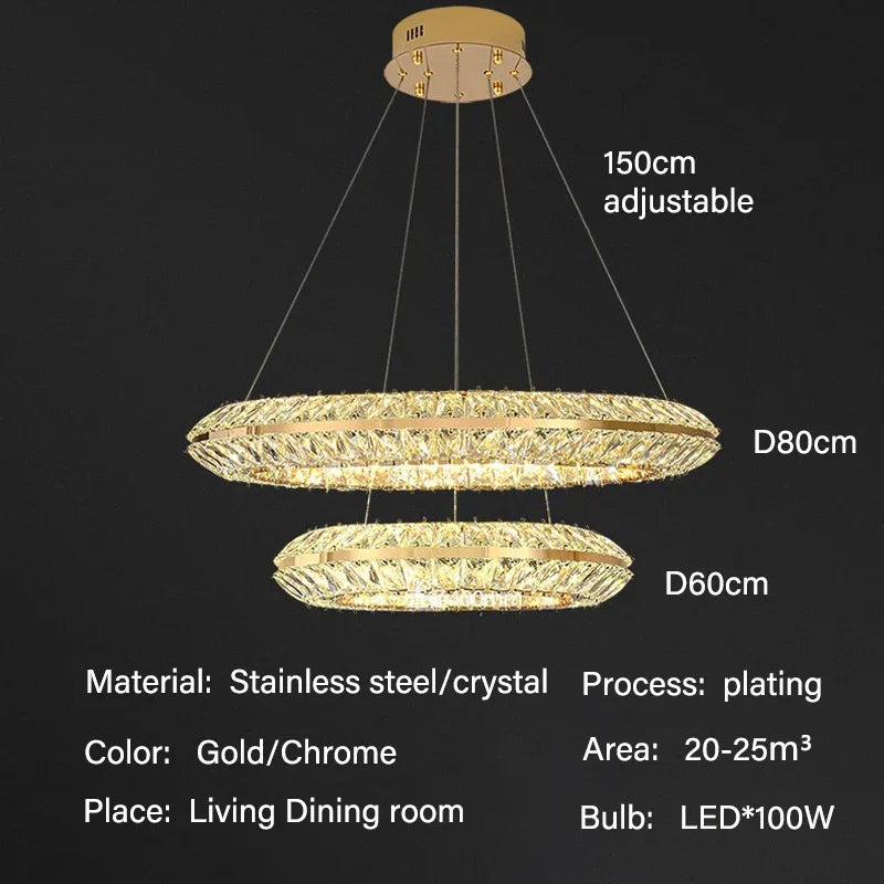 Luxury Crystal LED Pendant Indoor Chandelier Light Villa Living Dining Room Bedroom Hotel