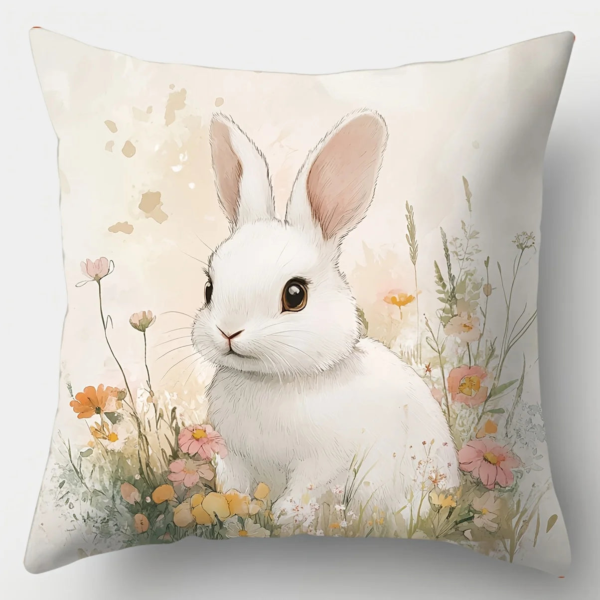Easter Bunny Cushion Printed Pillow Covers Zipper for Living Room Sofa Bedroom Decor