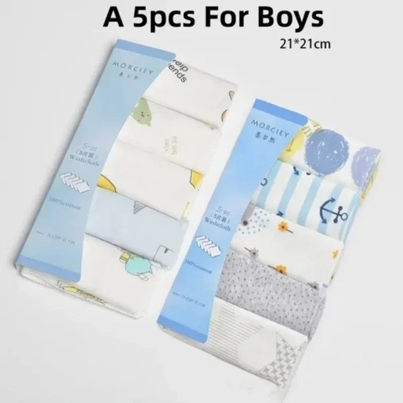 5/8 Pcs Cotton Newborn Baby Towels Set Saliva Washcloth